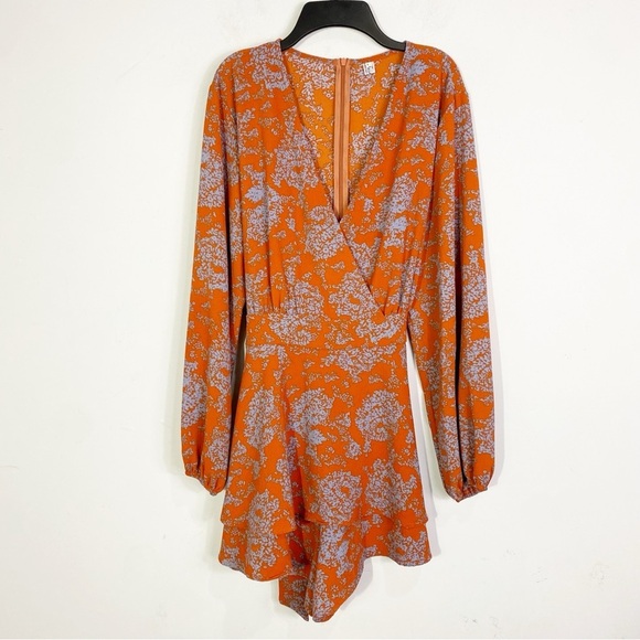 Relipop Womens Floral Print Romper Ruffle Hem Romper - Picture 4 of 11